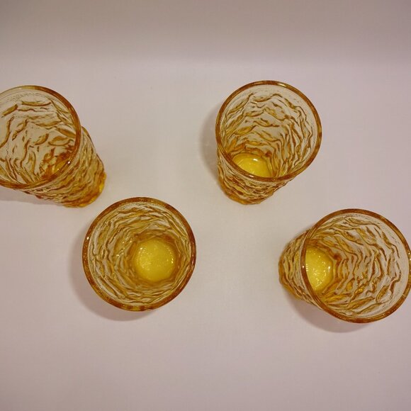 Set 4 Vintage Anchor Hocking Milano Desert Gold Flat Juice Glasses 4 oz. 3-7/8" - Picture 2 of 6